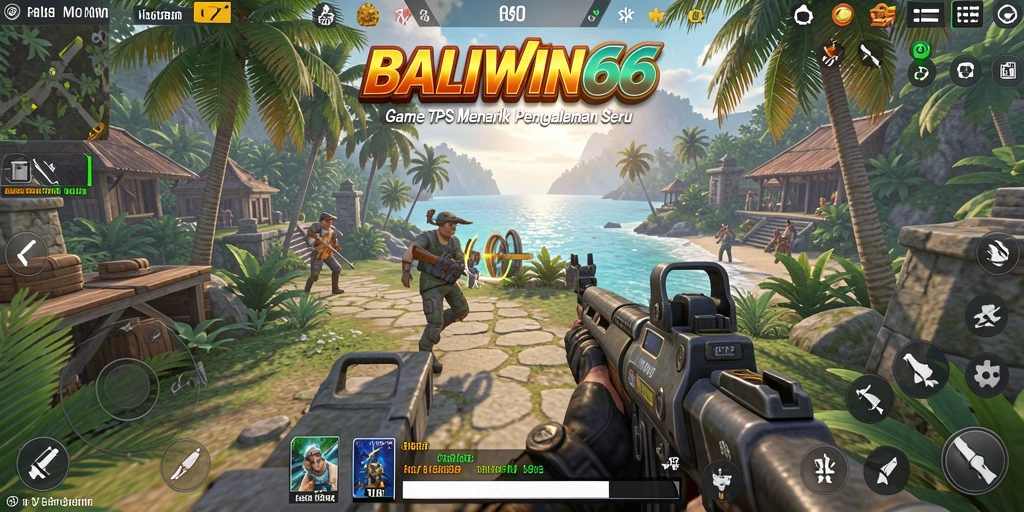 Screenshot utama BALIWIN66 menampilkan aksi pertempuran seru di medan perang.