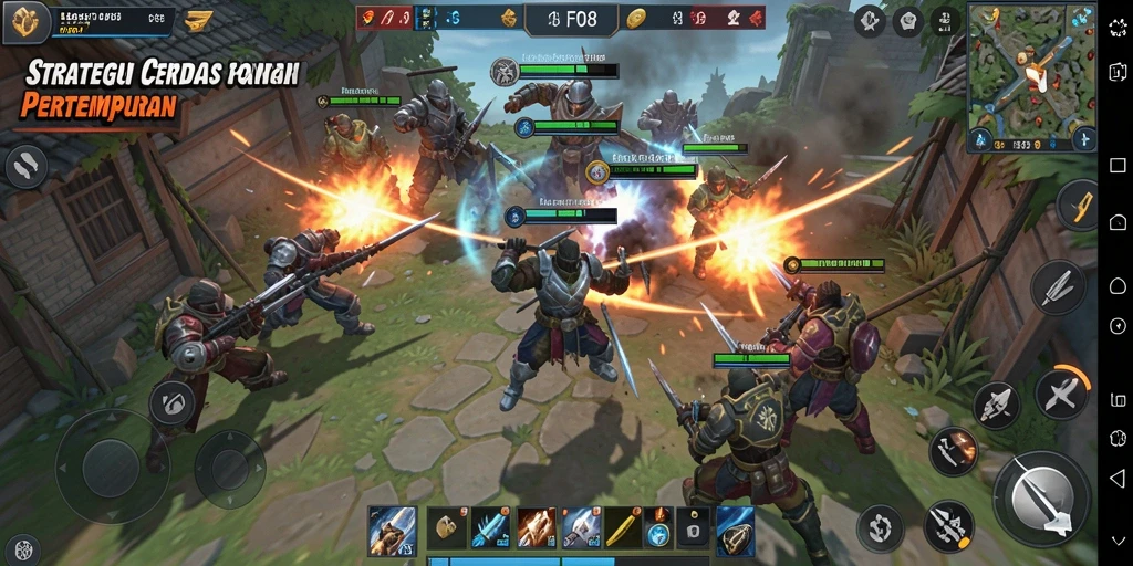 Tangkapan layar gameplay FO8 dengan aksi pertempuran strategi yang mendebarkan.