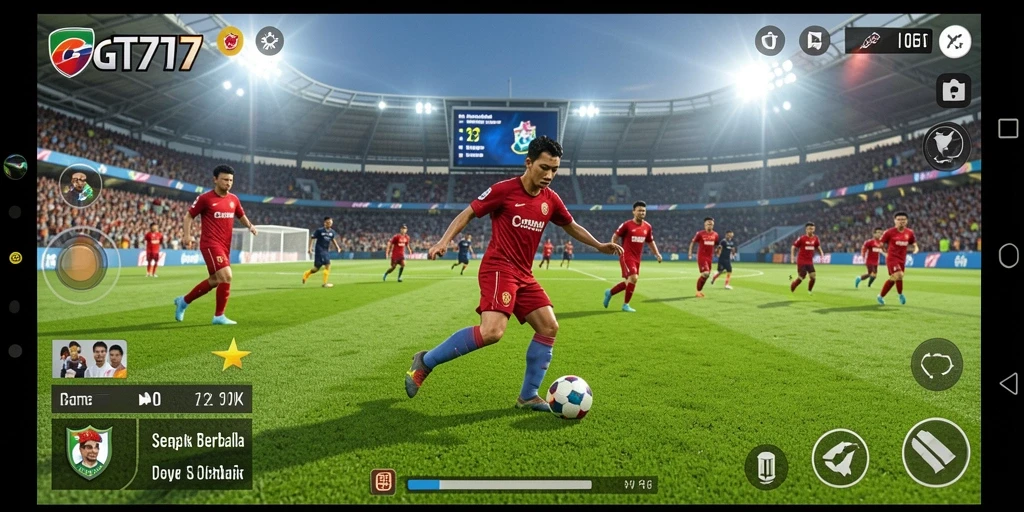 Tangkapan layar GT777 menampilkan momen mendebarkan dalam permainan sepak bola.