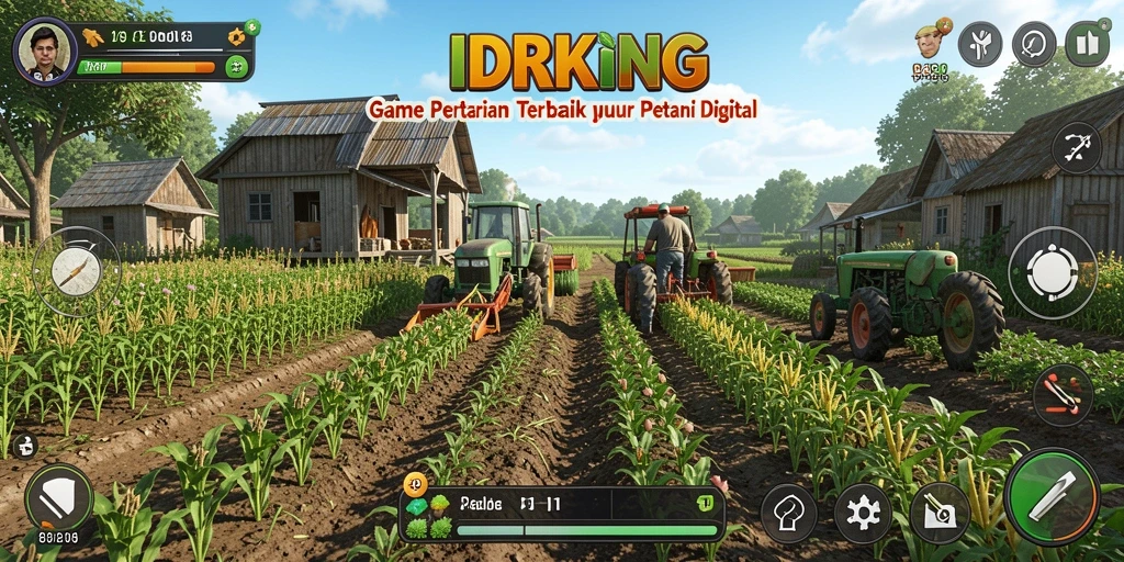 Tampilan gameplay IDRKING menampilkan kegiatan bertani yang menyenangkan.