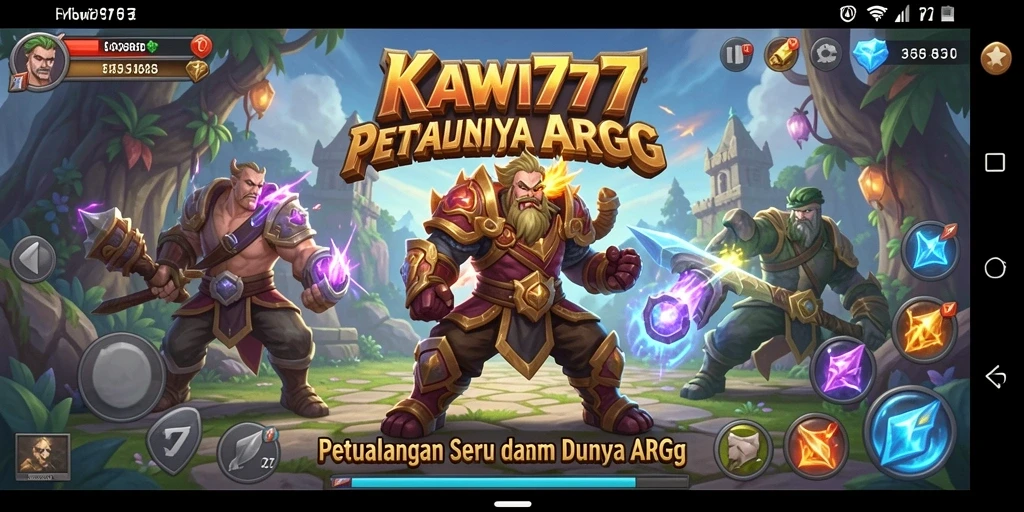 Tampilan menarik dari KAWI777 saat karakter bertarung melawan monster.