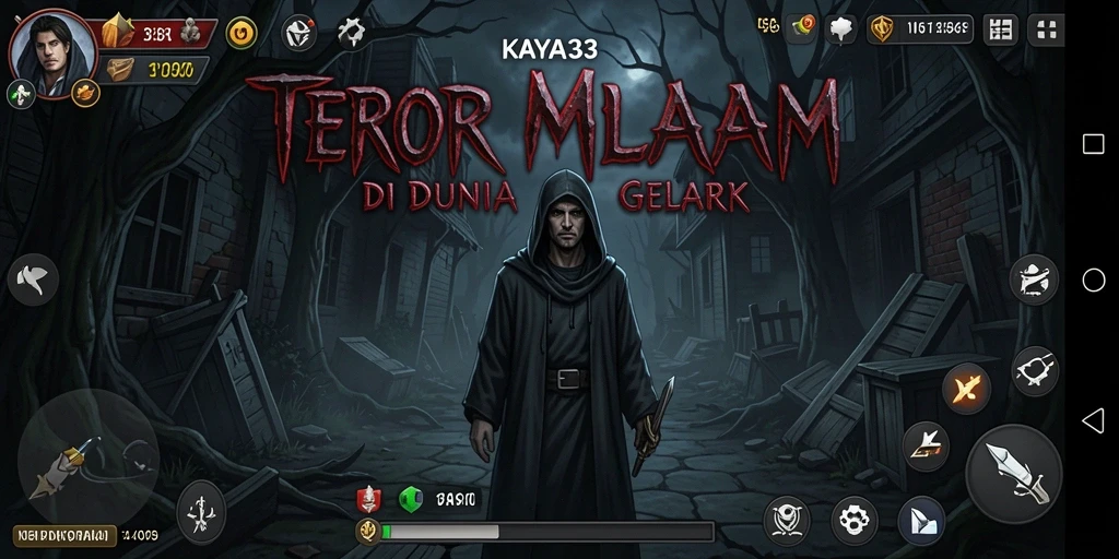 Screenshot gameplay KAYA33 menunjukkan suasana horor yang mencekam.