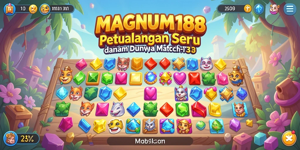 Tangkapan layar gameplay MAGNUM188 menampilkan tantangan seru di dunia Match-3.