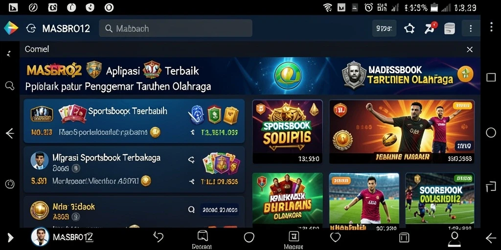 Tampilan utama gameplay MASBRO12 dengan pilihan taruhan olahraga yang menarik.