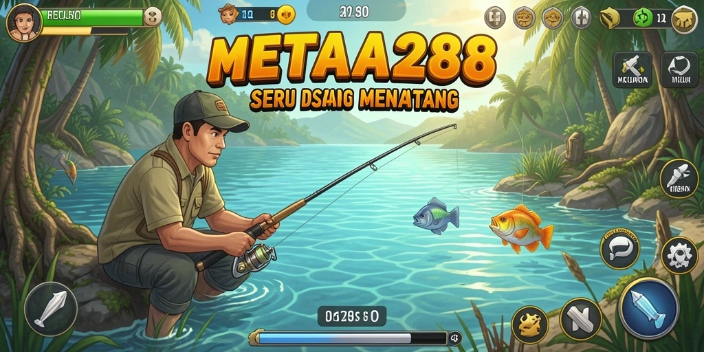 Tampilan gameplay <strong>MEGA288</strong> saat menangkap ikan menantang.