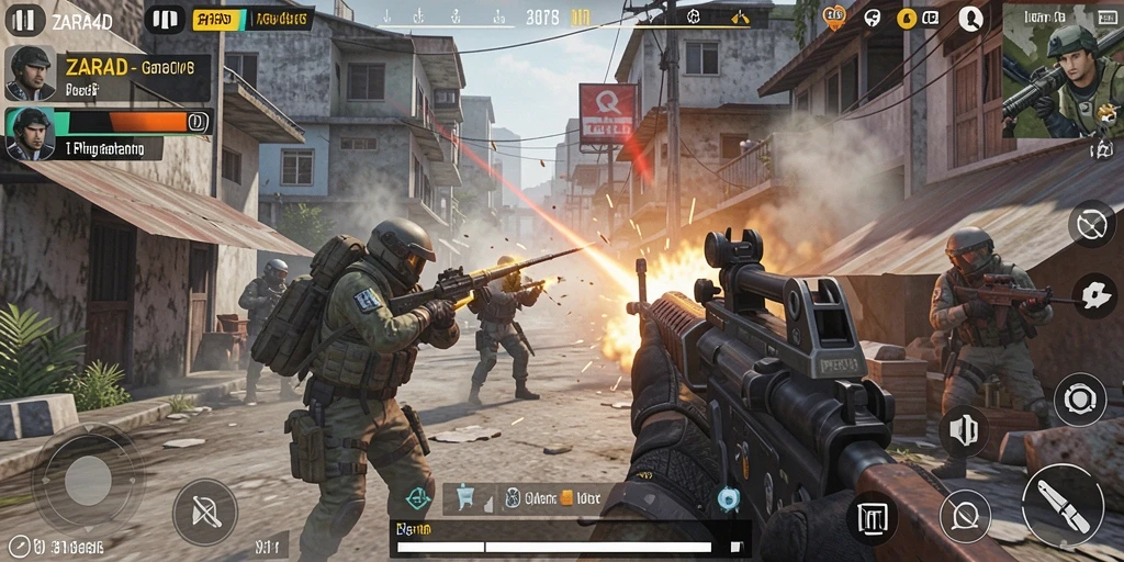 Screenshot ZARA4D menampilkan aksi seru dalam gameplay TPS.